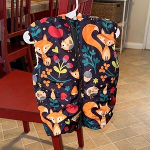 Kids Fox Print Puffer Vest - Navy